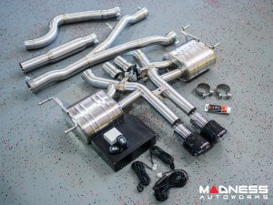 Jaguar F-TYPE Performance Exhaust System - MADNESS - 2.0L Turbo - Center Exit - Electronic Valve Design - Forged Carbon Fiber Exhaust Tips